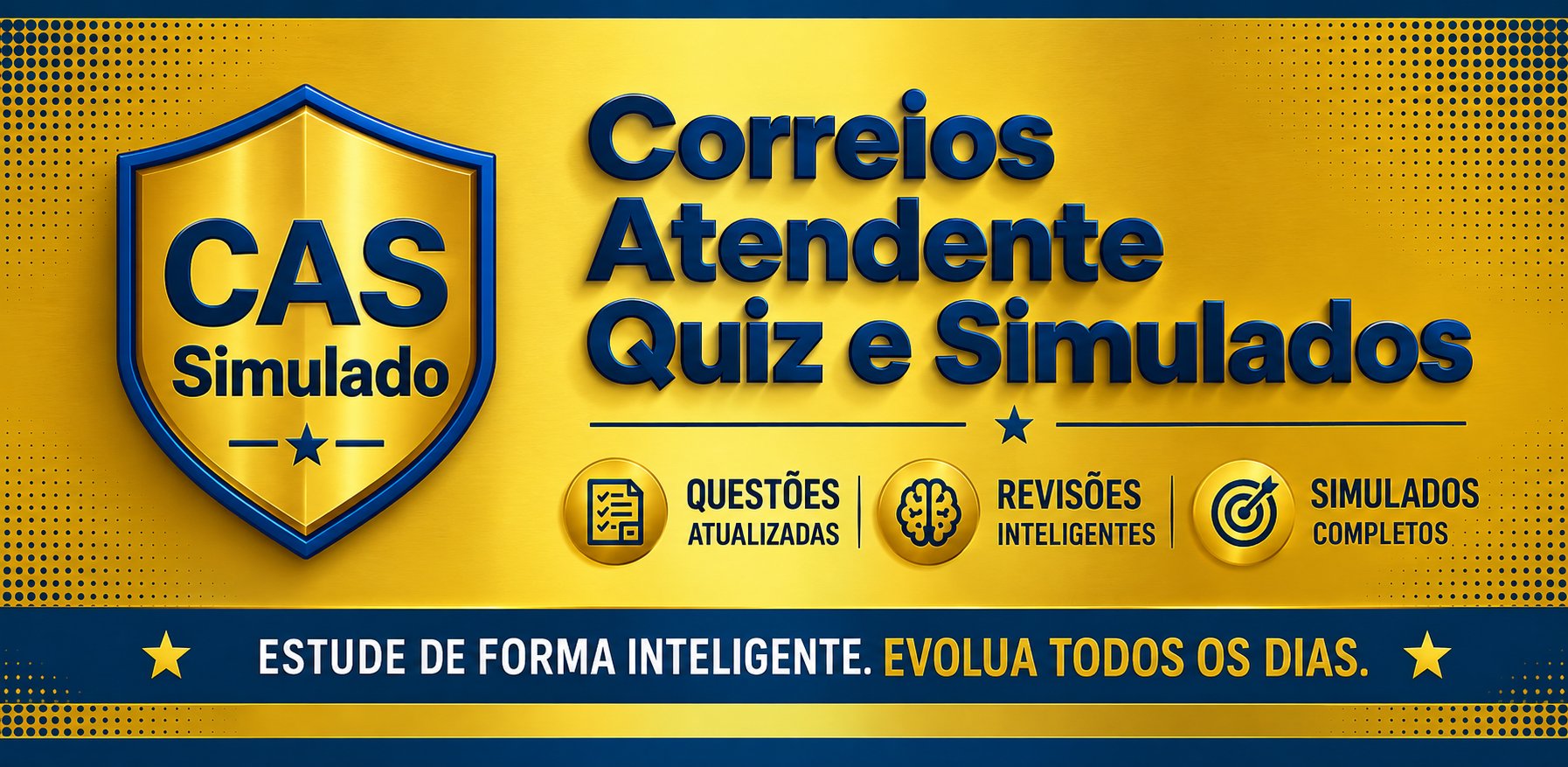 Banner Correios Atendente Simulados - Aplicativo de Questões para Concurso Público